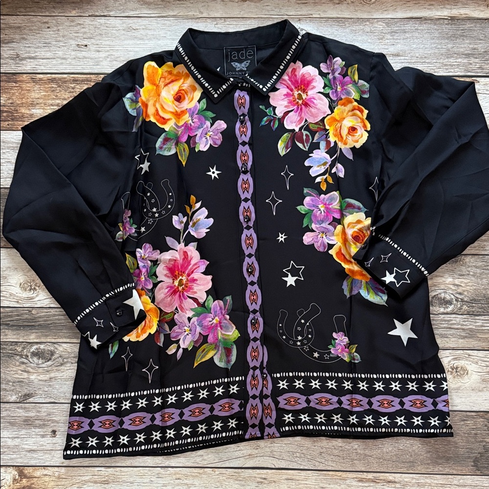 Johnny Was Jade Rosalynda Button-Down Shirt NWT